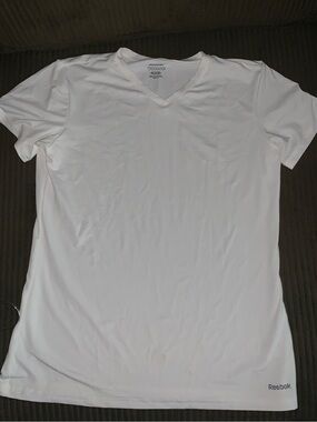 Reebok White V-Neck Performance Shirt